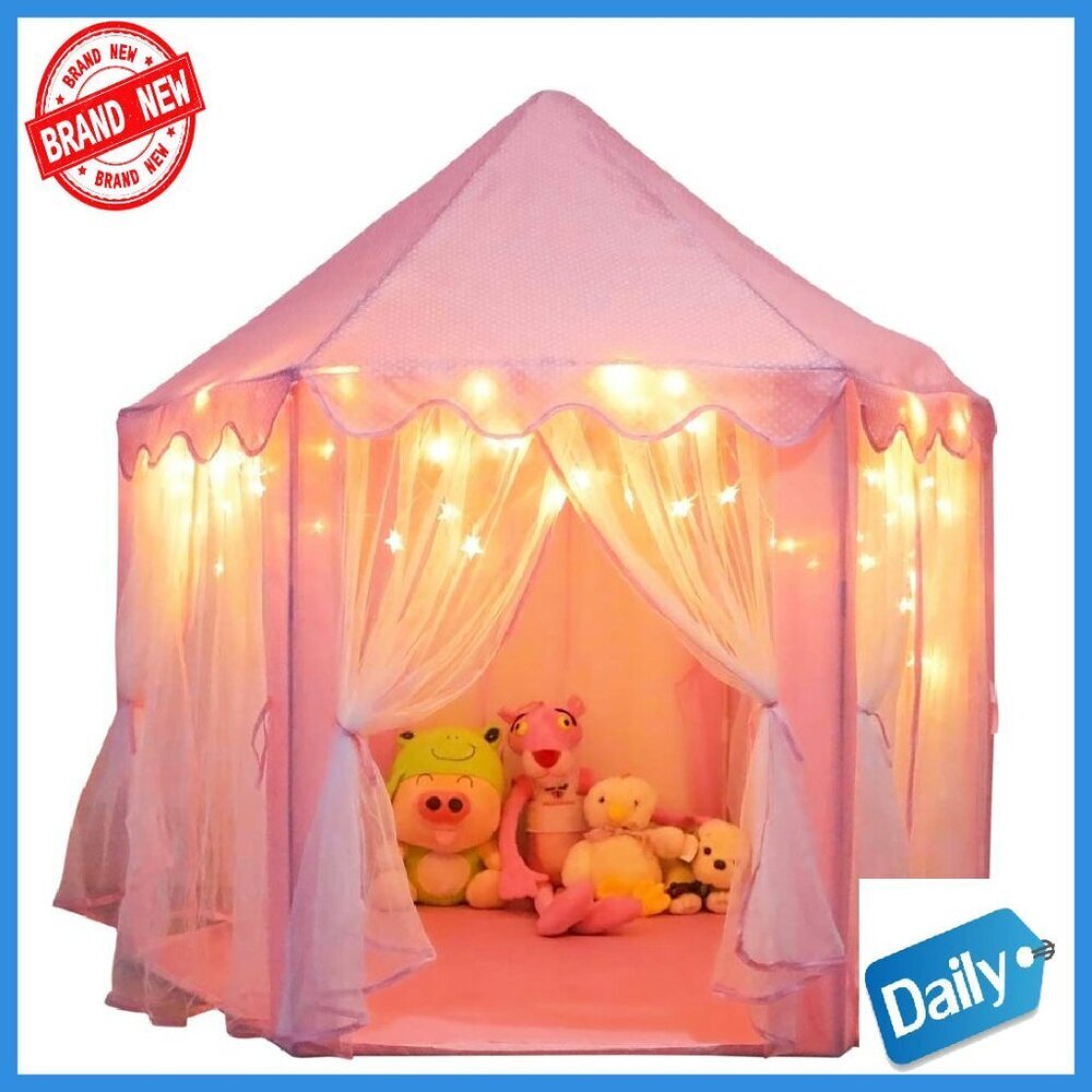 Princess Castle Play Tent with LED Lights Indoor Outdoor Playhouse
